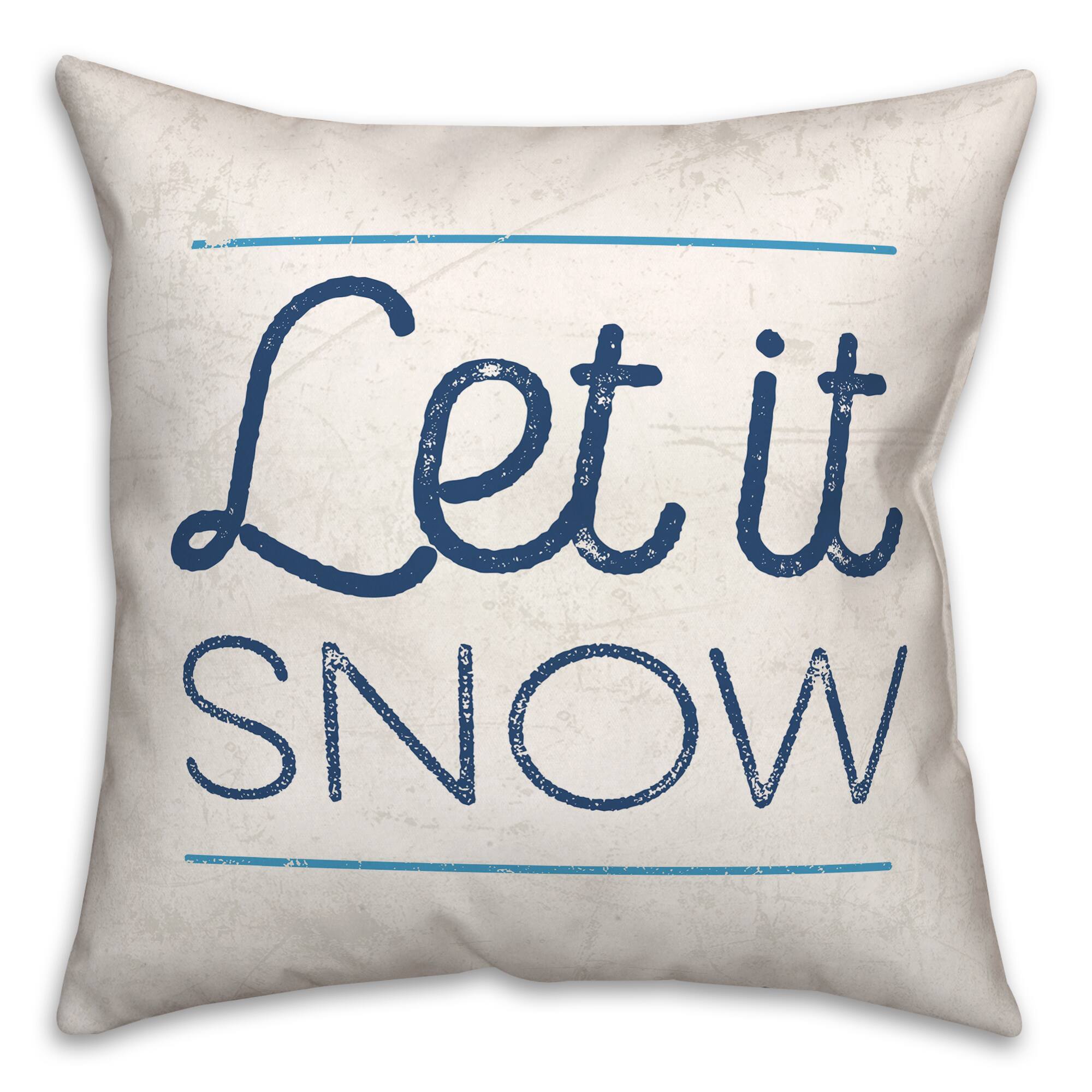 Let It Snow Skis 18x18 Throw Pillow